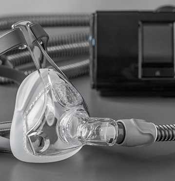 Close-up of CPAP machine with mask
