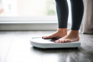 person standing on a scale